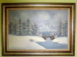300x225 Vintage Winter Scenery Oil On Painting Barrister Large Size - Barrister Oil Painting