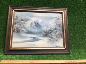 300x225 Vintagerare Winter Scene Framed Amp Matted 19x15.5 Oil Painting - Barrister Oil Painting
