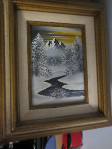 225x300 Beautiful Vintage Original Oil Winter Scene Barrister 5 X 7 - Barrister Oil Painting