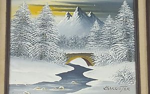 300x188 Barrister Oil Painting 15 X 17 On Framed Canvas Winter Scene Woods - Barrister Painting