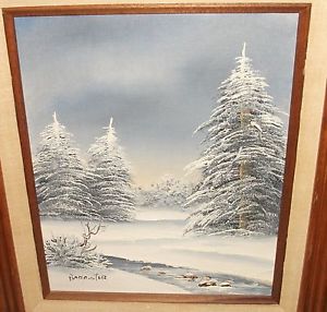 300x286 Barrister Snow River Tree Landscape Oil On Board Painting Ebay - Barrister Painting
