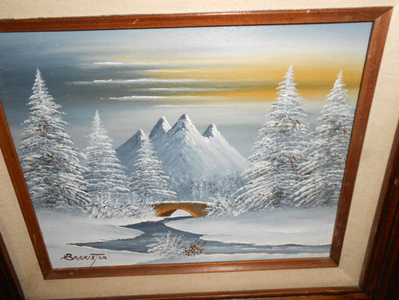 570x428 Barrister Snow Scene Painting Artist Signed Original Canvas - Barrister Painting