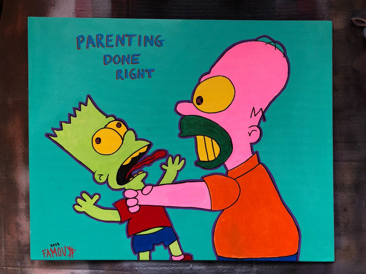 1200x900 John Famous Art On Twitter Simpson Acid Trip Lol 16x20 Painting - Bart Simpson Painting