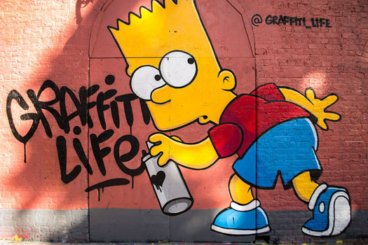 525x350 Your Favourite Cartoon Heroes 46 Pieces Of Street Art Cheapflights - Bart Simpson Painting