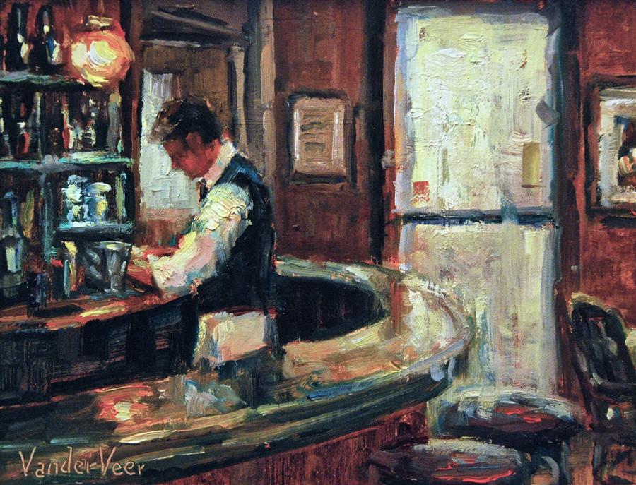 900x687 A New Day Faye Vander Veer - Bartender Painting