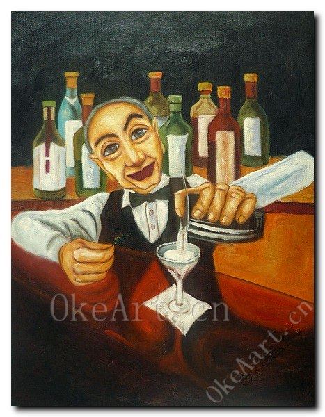 467x600 Online Shop Handmade Modern Oil Painting Pop Art Kitchen Painting - Bartender Painting