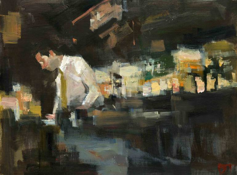 770x571 Saatchi Art Bartender Painting By Darren Thompson - Bartender Painting