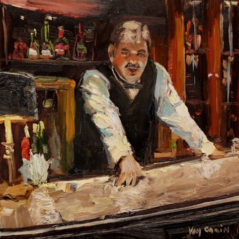 475x474 What'Ll It Be Bartender Series Original Art Painting By Kay Crain - Bartender Painting