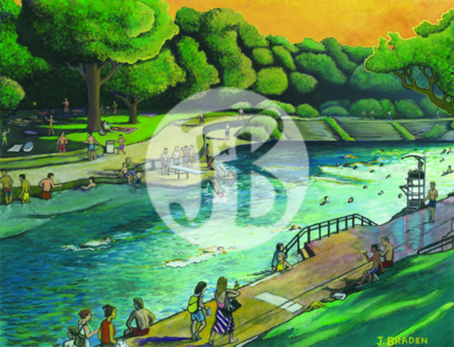 640x490 Jay Braden Artwork Barton Springs Pool Original Painting Other - Barton Springs Painting