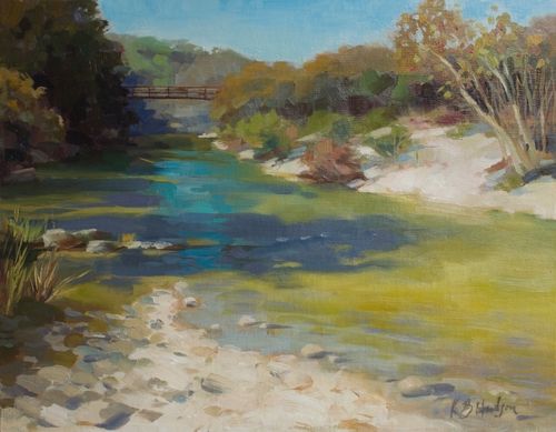 500x389 On Barton Creek Kathleen B. Hudson, Artist Oil Painting - Barton Springs Painting