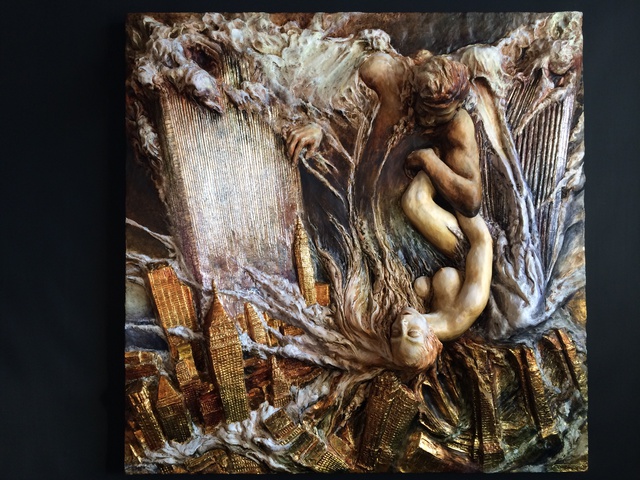 640x480 Janusz Obst Artwork Forever Original Bas Relief Spiritual Art - Bas Relief Painting