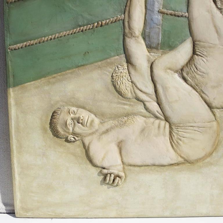 768x768 Monumental Art Deco 1930s Bas Relief Plaster Wrestling Plaque - Bas Relief Painting
