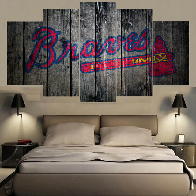 640x640 Home Decor Atlanta Braves Canvas Painting Calligraphy 5 Panel - Baseball Canvas Painting