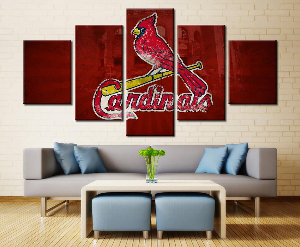 960x790 5 Piece St. Louis Cardinals Logo Baseball Canvas Wall Art For Sale - Baseball Canvas Painting