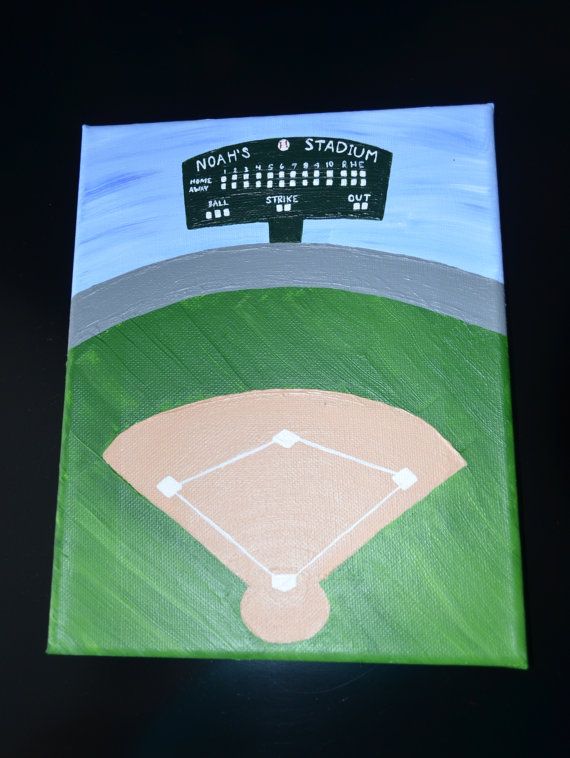 570x758 Personalized Baseball Field Nursery Or Kid Canvas Painting - Baseball Field Painting
