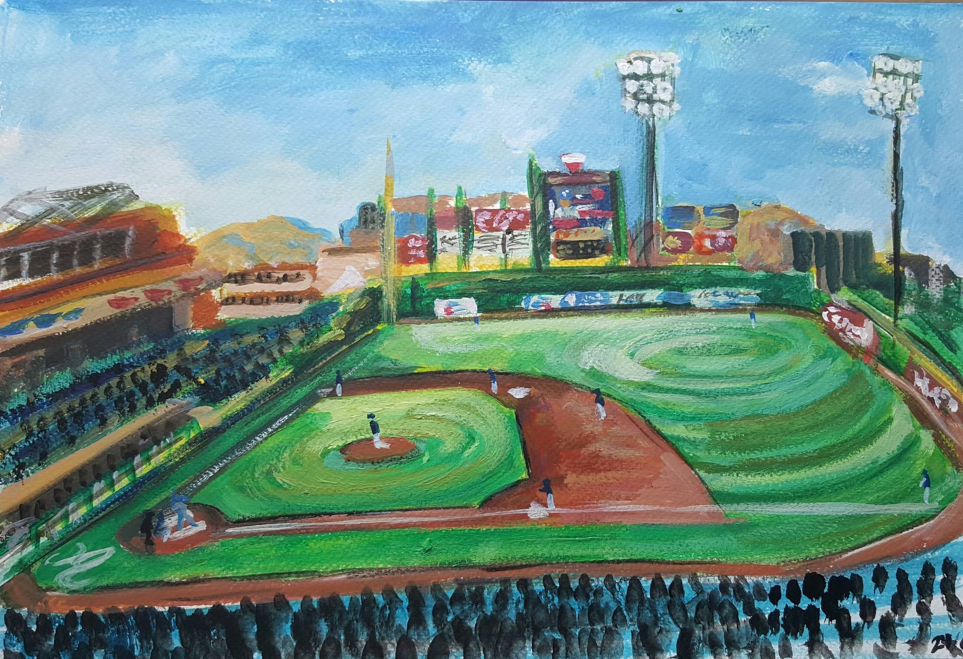 Baseball Field Painting at PaintingValley.com | Explore collection of