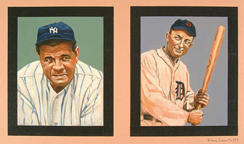 500x295 Robert Edward Auctions 1984 Ron Lewis Original Baseball Card - Baseball Hall Of Fame Painting