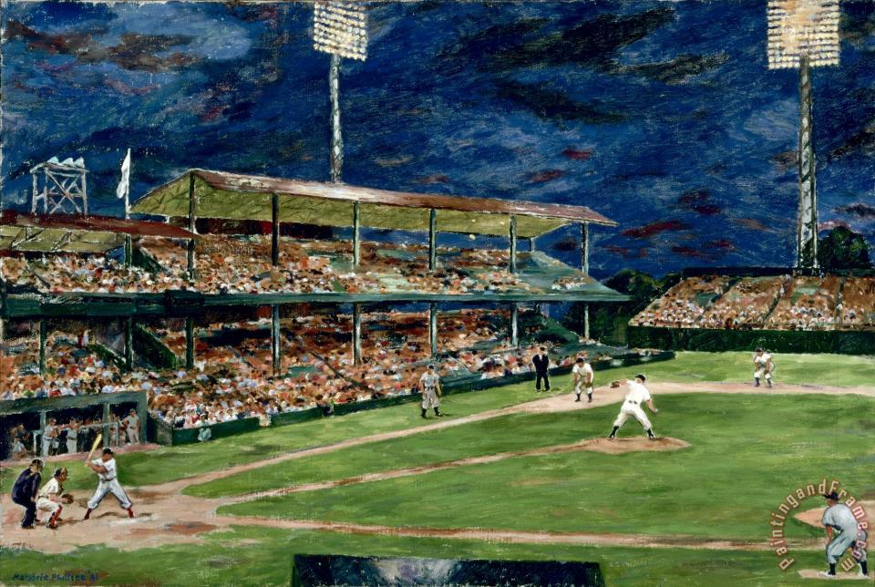 960x644 Marjorie Phillips Night Baseball Painting - Baseball Painting