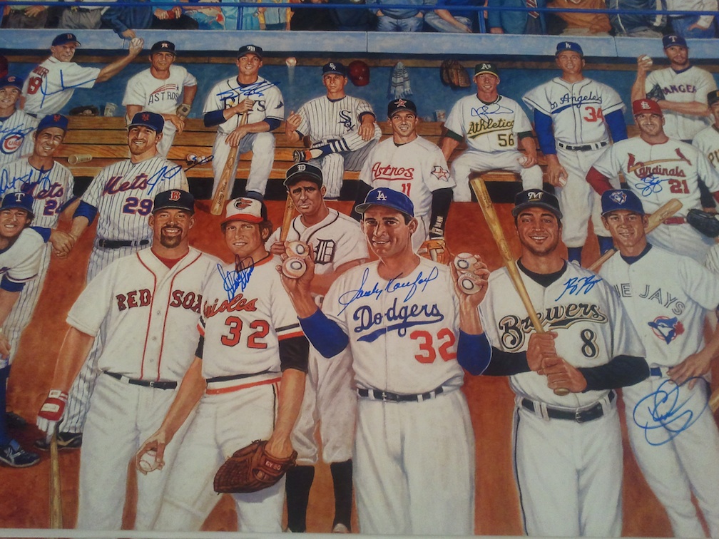 1008x756 New Painting Signed By 26 Living Jewish Baseball Players Jewish - Baseball Painting