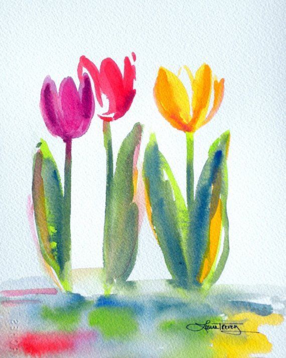 570x714 Tulips. Acuarela Art Watercolor, Paintings And Water - Basic Flower Painting