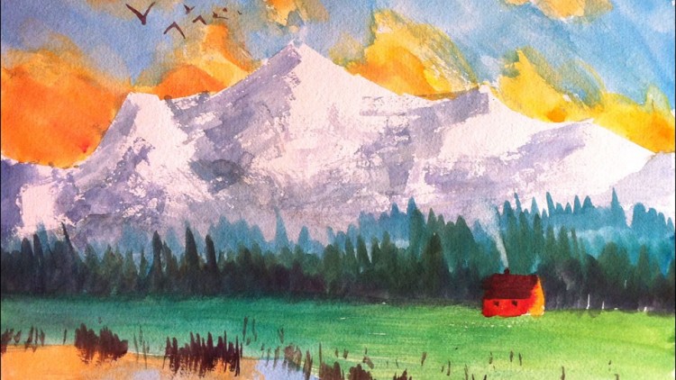 750x422 Paint This Mountain Watercolor Painting In 3 Easy Steps Udemy - Basic Painting For Kids