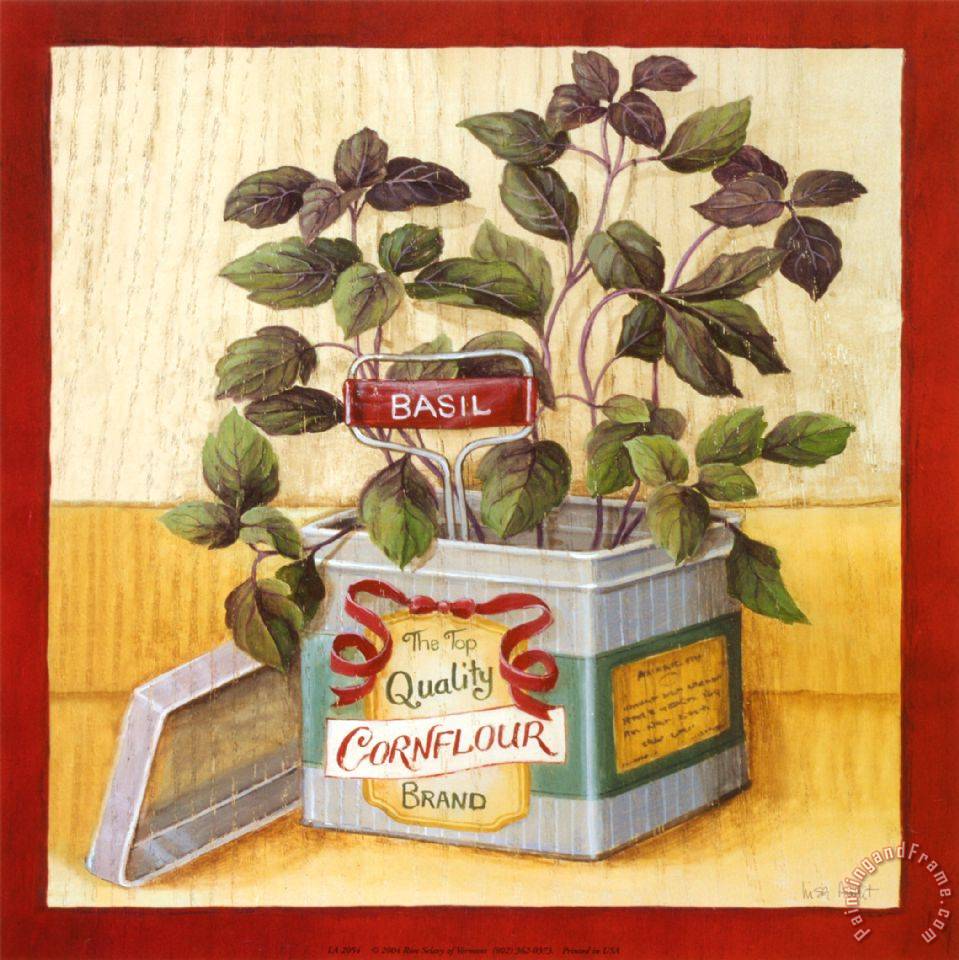 959x960 Lisa Audit Kitchen Herbs Basil Painting - Basil Painting