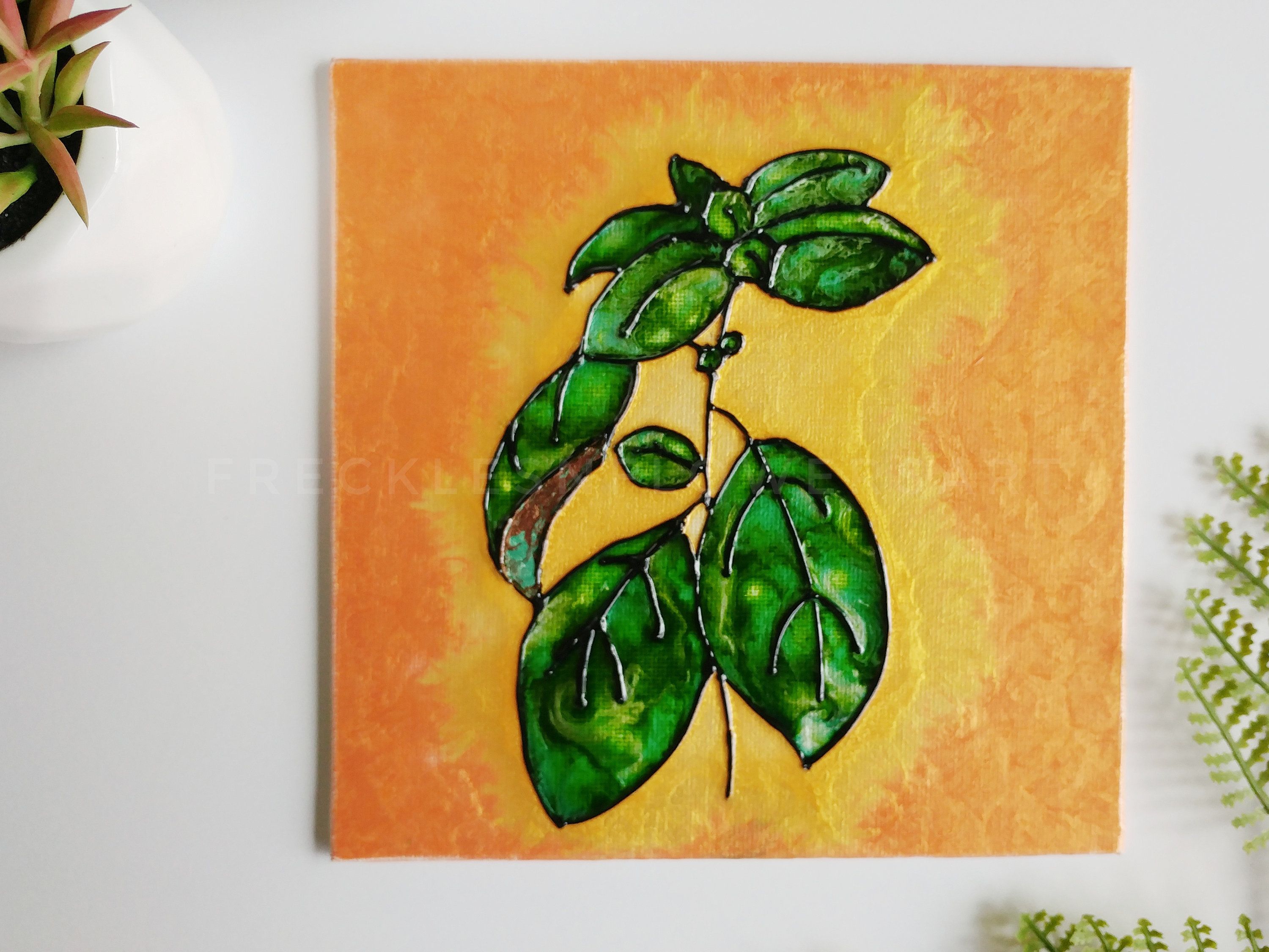 3000x2250 Basil Painting, Kitchen Art, Culinary Herbs, Food Art, Basil Art - Basil Painting