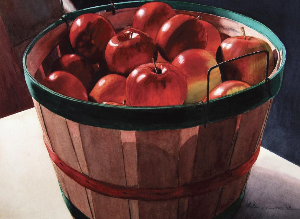 991x724 Let's Make A Painting How To Paint Apples In A Basket - Basket Of Apples Painting