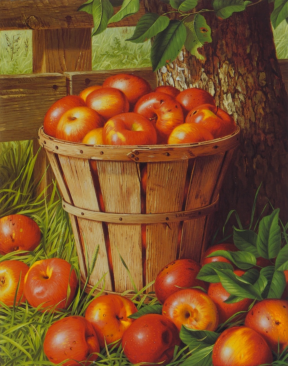 1009x1280 Apples In A Basket Painting Levi Wells Prentice Oil Paintings - Basket Of Apples Painting