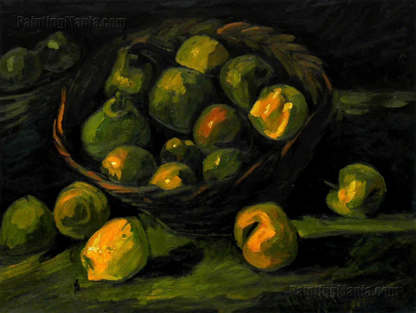 1380x1040 Still Life With Basket Of Apples - Basket Of Apples Painting