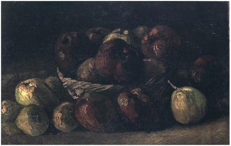 750x474 Still Life With A Basket Of Apples By Vincent Van Gogh - Basket Of Apples Painting
