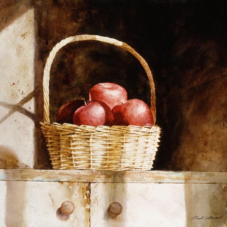 450x450 Wooden Apples, 10121 Watercolor Painting Watercolor Paintings - Basket Of Apples Painting