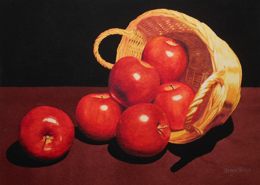 900x642 Basket Of Apples Painting By Jean Yates - Basket Of Apples Painting