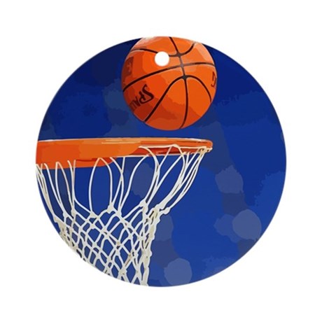 460x460 Basketball Hoop And Ball Painting Ornament (Round) By Wickeddesigns4 - Basketball Hoop Painting