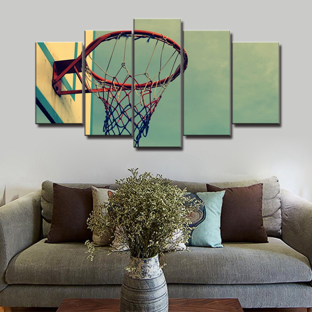 1000x1000 Vintage Home Decoration Retro Basketball Hoop Landscape Art Sport - Basketball Hoop Painting
