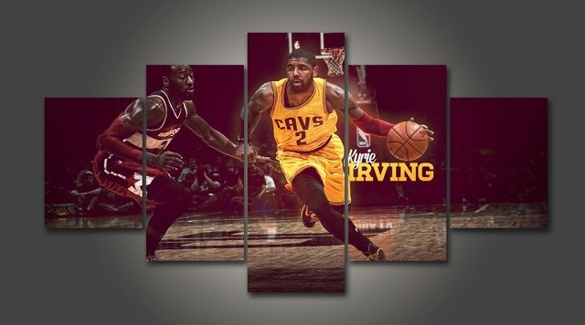 640x356 Canvas Painting New 5 Piece Art Basketball Kyrie Irving Hd Wall - Basketball Painting