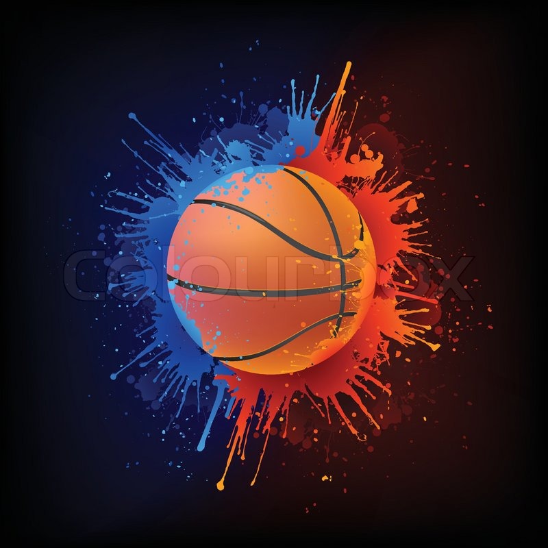 800x800 Basketball Ball In Paint Isolated On Black Background Stock - Basketball Painting