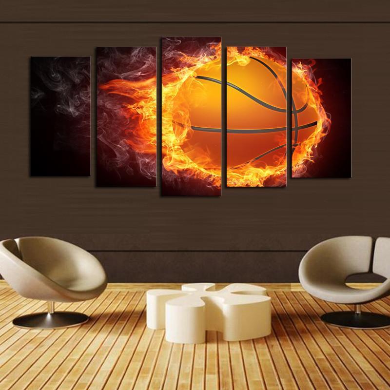 800x800 Basketball In Fire - Basketball Painting