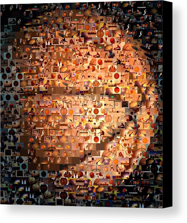 629x750 Basketball Mosaic Canvas Print Canvas Art By Paul Van Scott - Basketball Painting Canvas