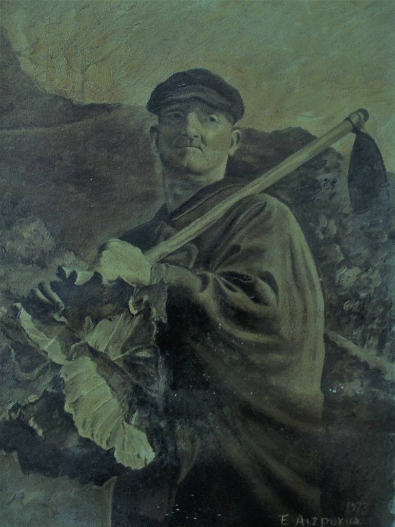 770x1027 Saatchi Art Basque Villager In Sepia Painting By Eusebio Aizpurua - Basque Painting