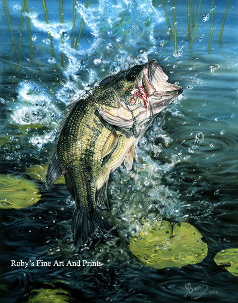 480x611 Pastel Largemouth Bass Painting - Bass Fish Painting