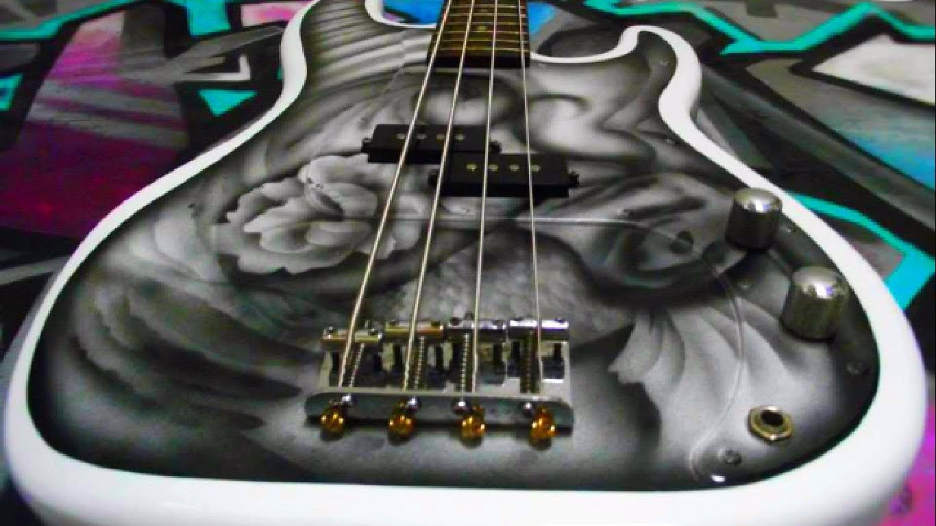 1366x768 Custom Painted Bass Guitar - Bass Guitar Painting