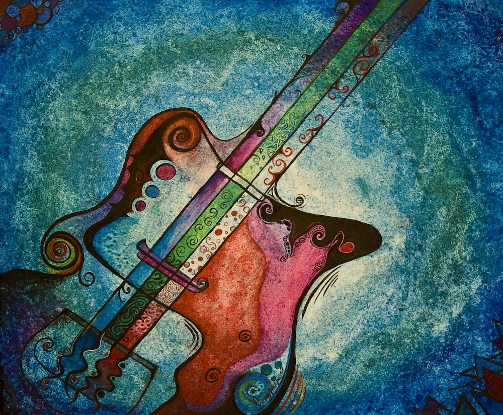 1000x825 Melting Bass Guitar By Kimmie028 - Bass Guitar Painting