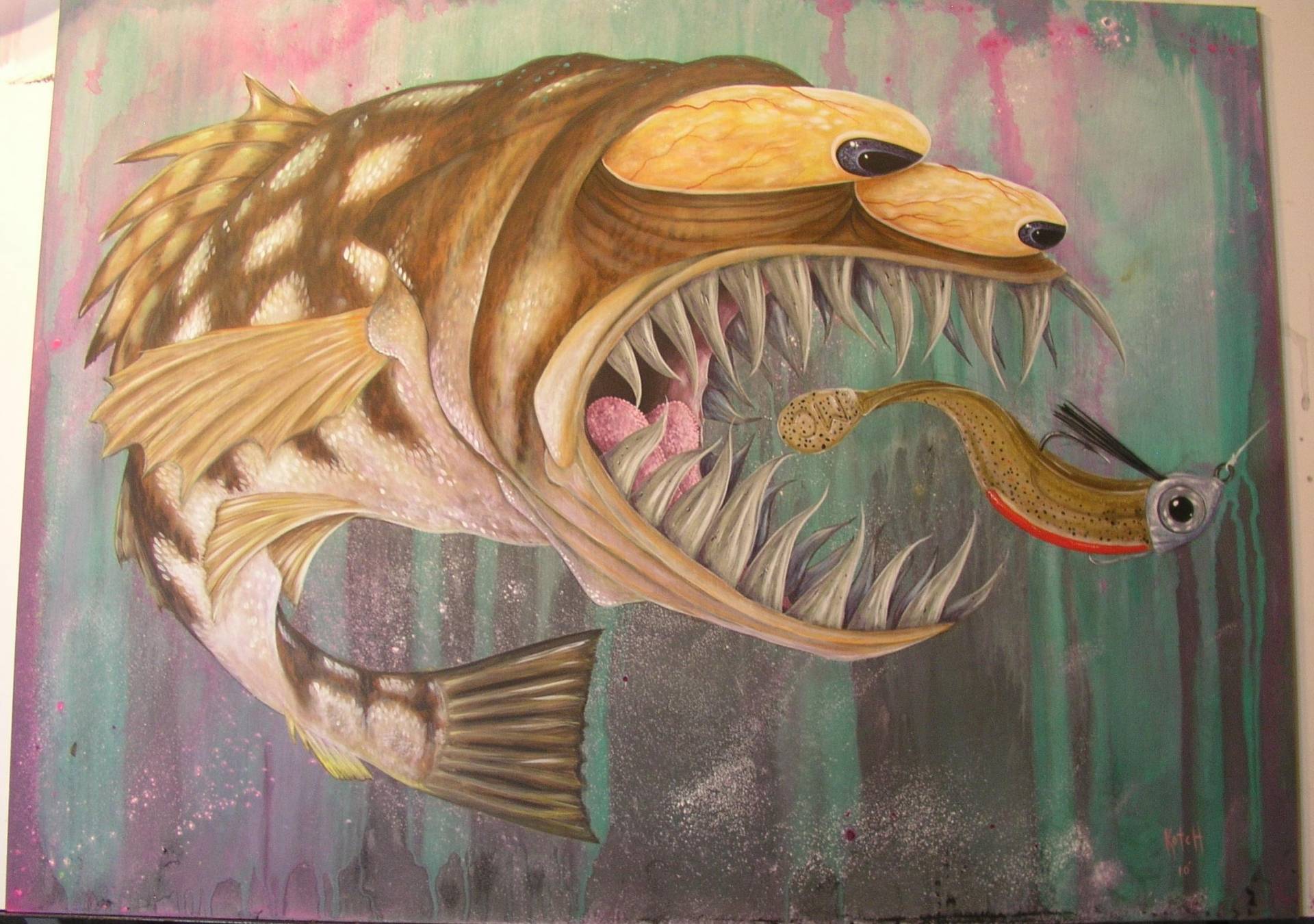 1920x1350 Calico Bass Painting 726 Bloodydecks - Bass Painting