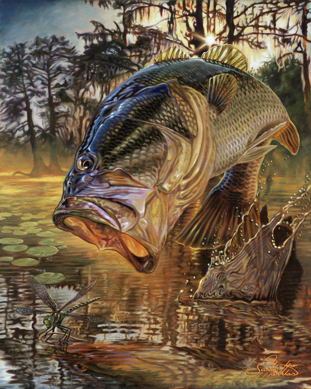 1000x1250 Dragon Slayer (Largemouth Bass) - Bass Painting