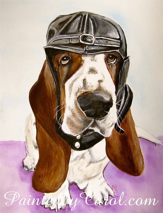 570x746 Basset Hound Original Watercolor Painting Basset Art - Basset Hound Painting