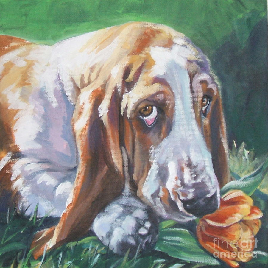 900x900 Basset Hound Painting By Lee Ann Shepard - Basset Hound Painting