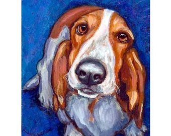 340x270 Basset Hound Art Etsy - Basset Hound Painting