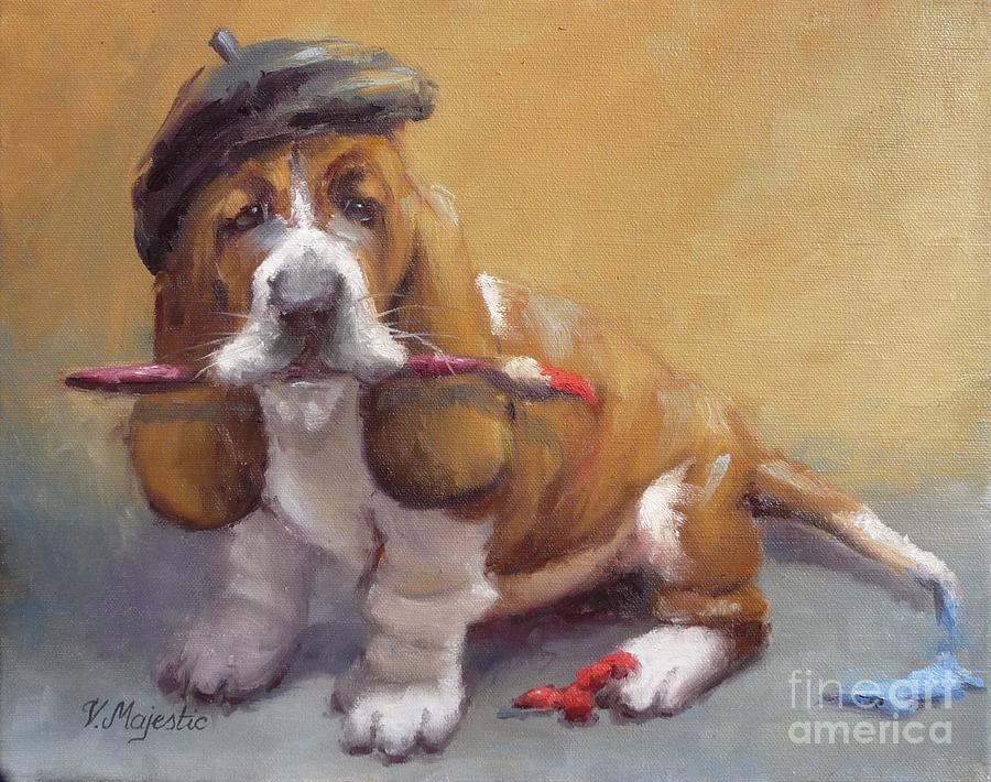 900x710 Enchanted Basset Hound Artist Painting By Viktoria K Majestic - Basset Hound Painting