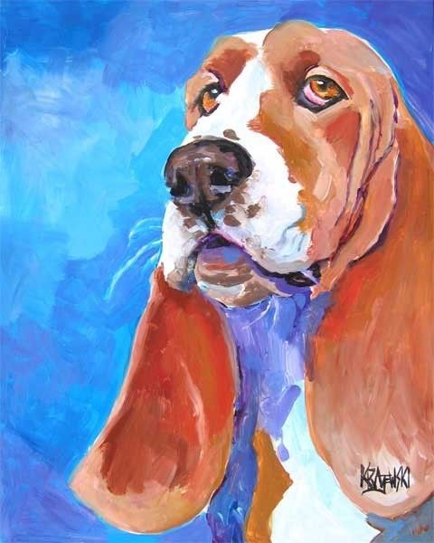 480x600 Basset Hound Art Print Of Original Acrylic Painting - Basset Hound Painting